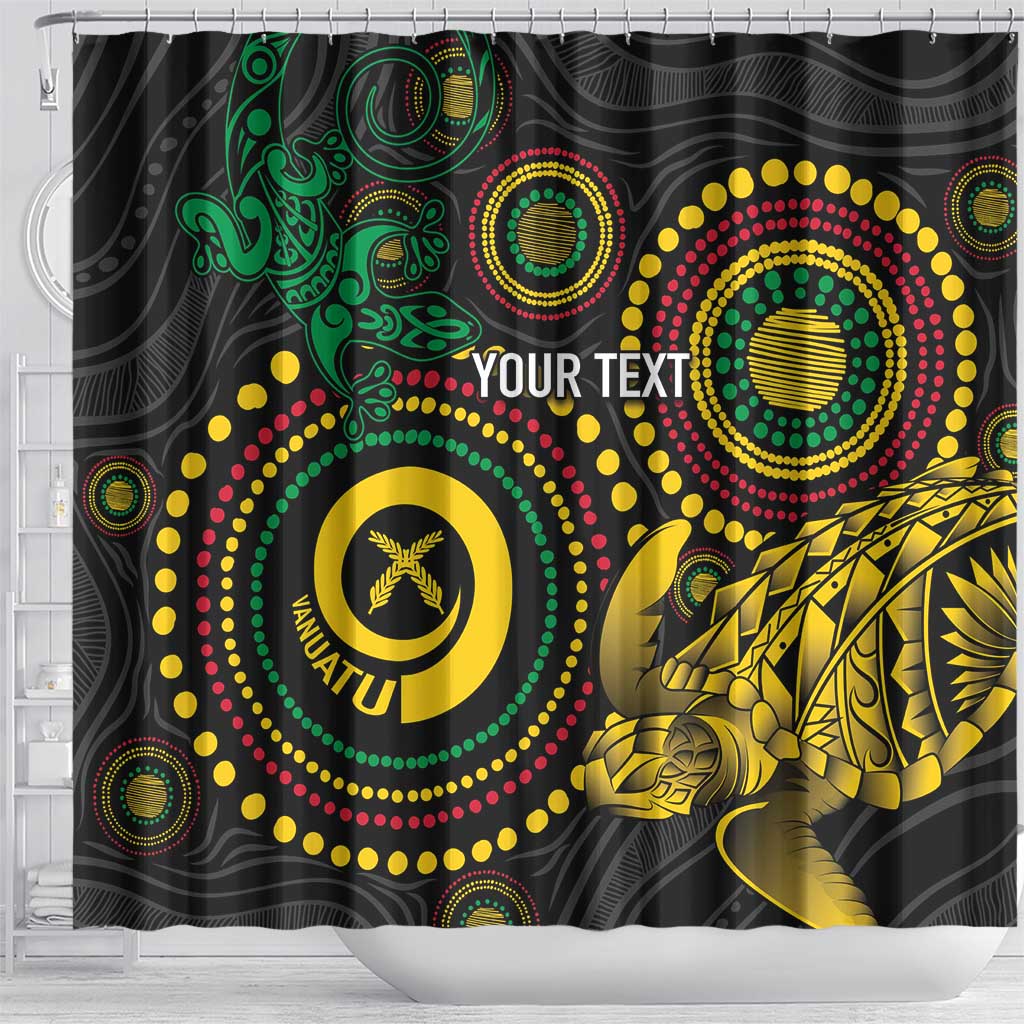 Vanuatu Personalized Aboriginal Arts Shower Curtain Turtle and Iguana Special - Aussie Hoodie