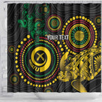 Vanuatu Personalized Aboriginal Arts Shower Curtain Turtle and Iguana Special - Aussie Hoodie