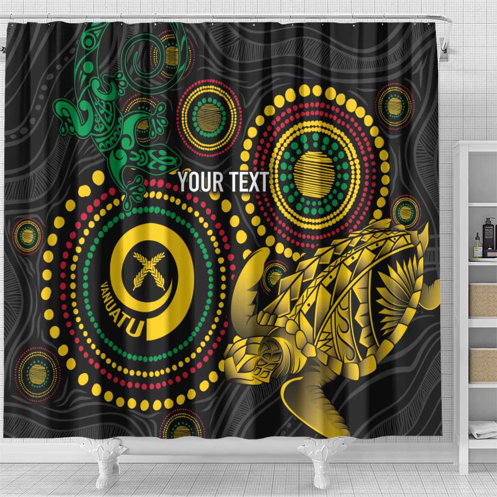 Vanuatu Personalized Aboriginal Arts Shower Curtain Turtle and Iguana Special - Aussie Hoodie