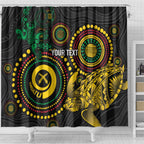 Vanuatu Personalized Aboriginal Arts Shower Curtain Turtle and Iguana Special - Aussie Hoodie