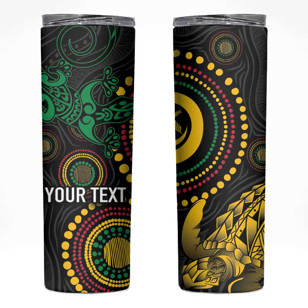 Vanuatu Personalized Aboriginal Arts Skinny Tumbler Turtle and Iguana Special - Aussie Hoodie