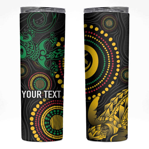 Vanuatu Personalized Aboriginal Arts Skinny Tumbler Turtle and Iguana Special - Aussie Hoodie