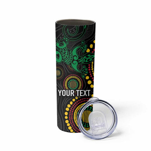 Vanuatu Personalized Aboriginal Arts Skinny Tumbler Turtle and Iguana Special - Aussie Hoodie