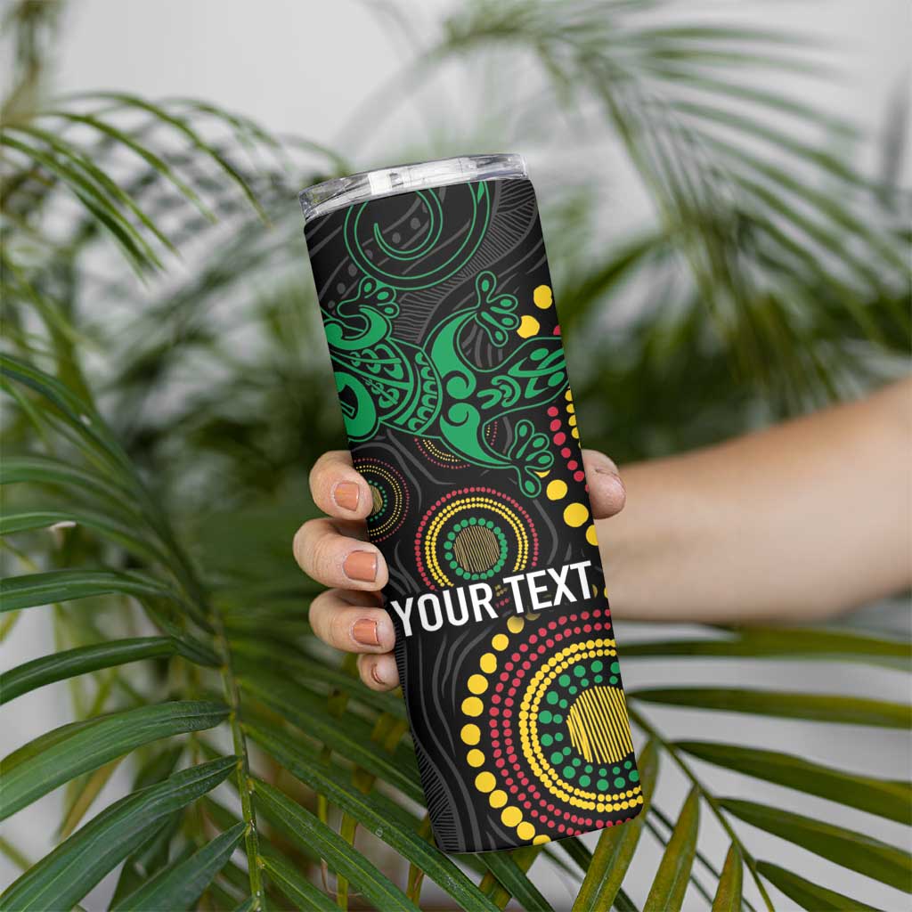 Vanuatu Personalized Aboriginal Arts Skinny Tumbler Turtle and Iguana Special - Aussie Hoodie