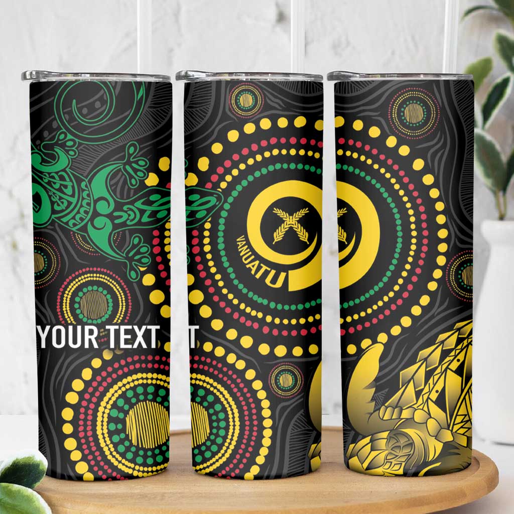 Vanuatu Personalized Aboriginal Arts Skinny Tumbler Turtle and Iguana Special - Aussie Hoodie