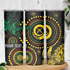 Vanuatu Personalized Aboriginal Arts Skinny Tumbler Turtle and Iguana Special - Aussie Hoodie
