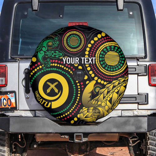 Vanuatu Personalized Aboriginal Arts Spare Tire Cover Turtle and Iguana Special - Aussie Hoodie