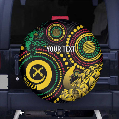 Vanuatu Personalized Aboriginal Arts Spare Tire Cover Turtle and Iguana Special - Aussie Hoodie
