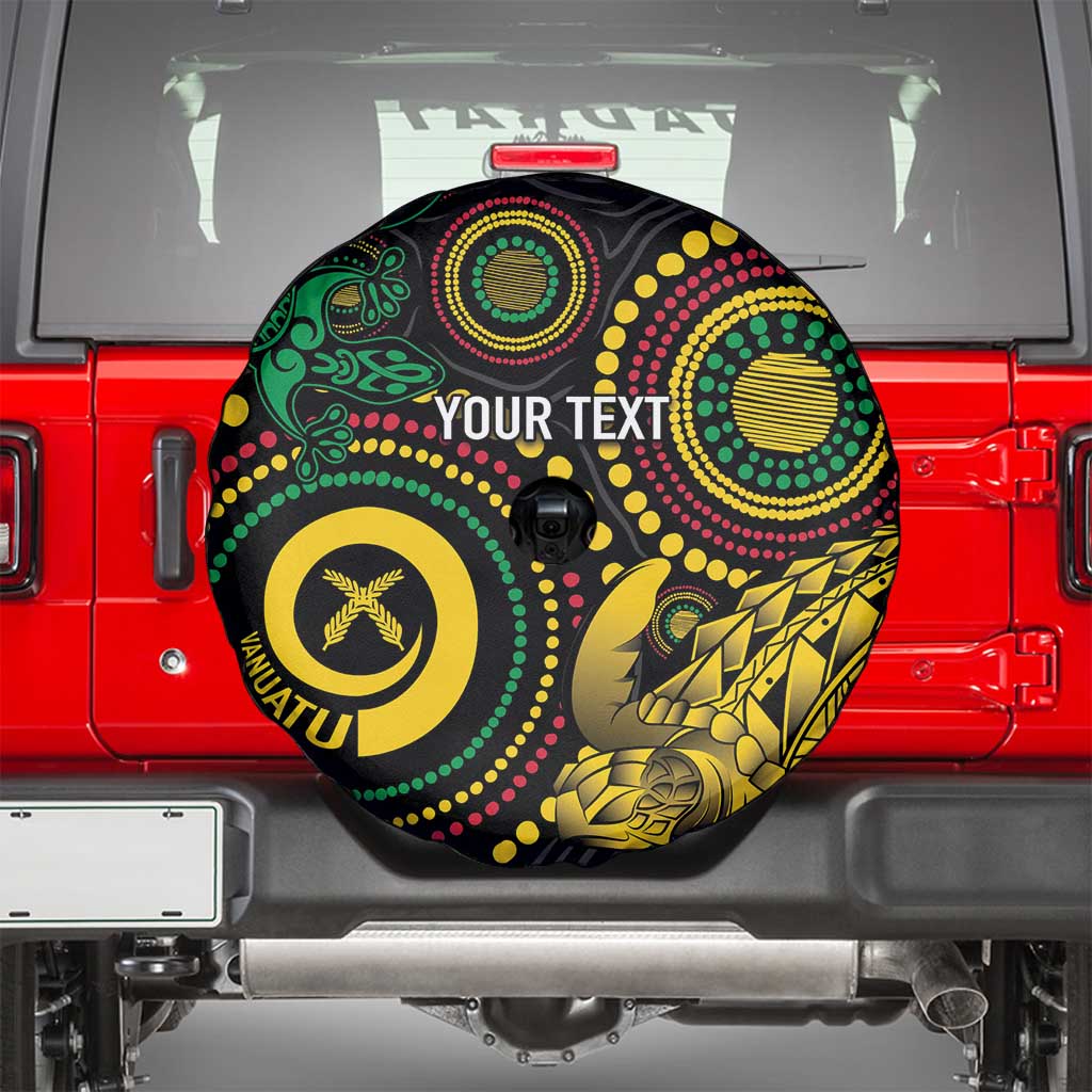 Vanuatu Personalized Aboriginal Arts Spare Tire Cover Turtle and Iguana Special - Aussie Hoodie