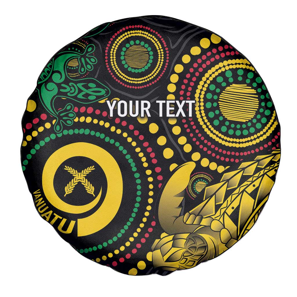 Vanuatu Personalized Aboriginal Arts Spare Tire Cover Turtle and Iguana Special - Aussie Hoodie
