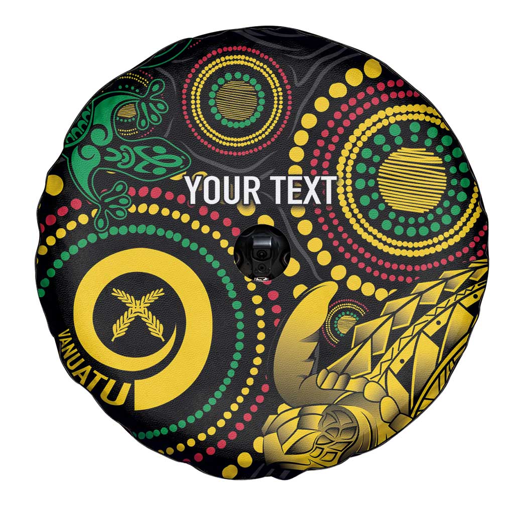 Vanuatu Personalized Aboriginal Arts Spare Tire Cover Turtle and Iguana Special - Aussie Hoodie