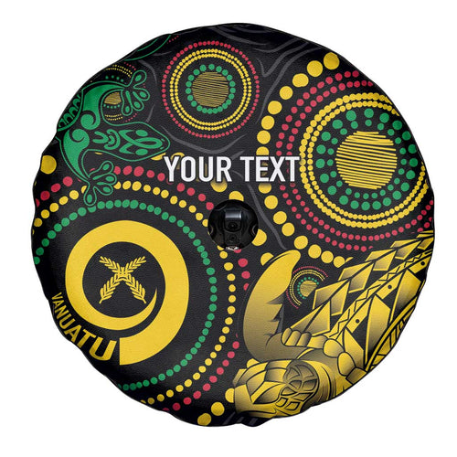 Vanuatu Personalized Aboriginal Arts Spare Tire Cover Turtle and Iguana Special - Aussie Hoodie