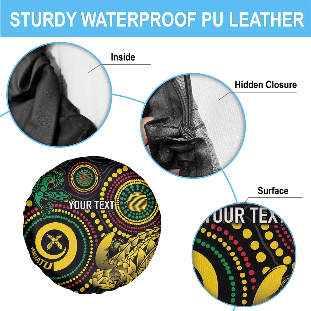 Vanuatu Personalized Aboriginal Arts Spare Tire Cover Turtle and Iguana Special - Aussie Hoodie