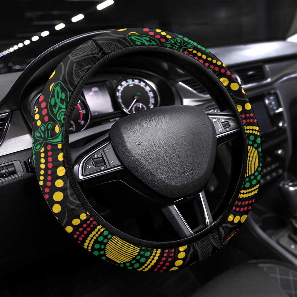 Vanuatu Aboriginal Arts Steering Wheel Cover Turtle and Iguana Special - Aussie Hoodie