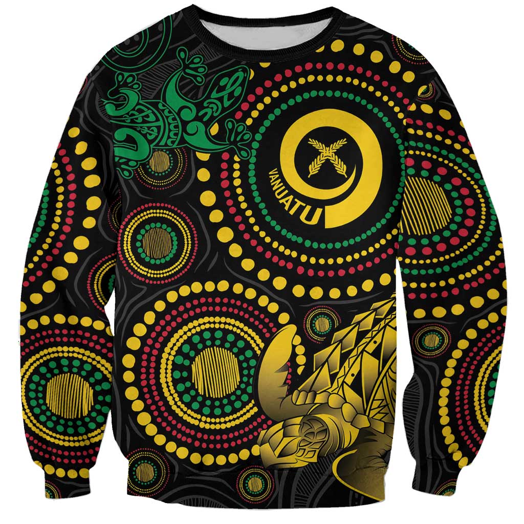Vanuatu Personalized Aboriginal Arts Sweatshirt Turtle and Iguana Special - Aussie Hoodie