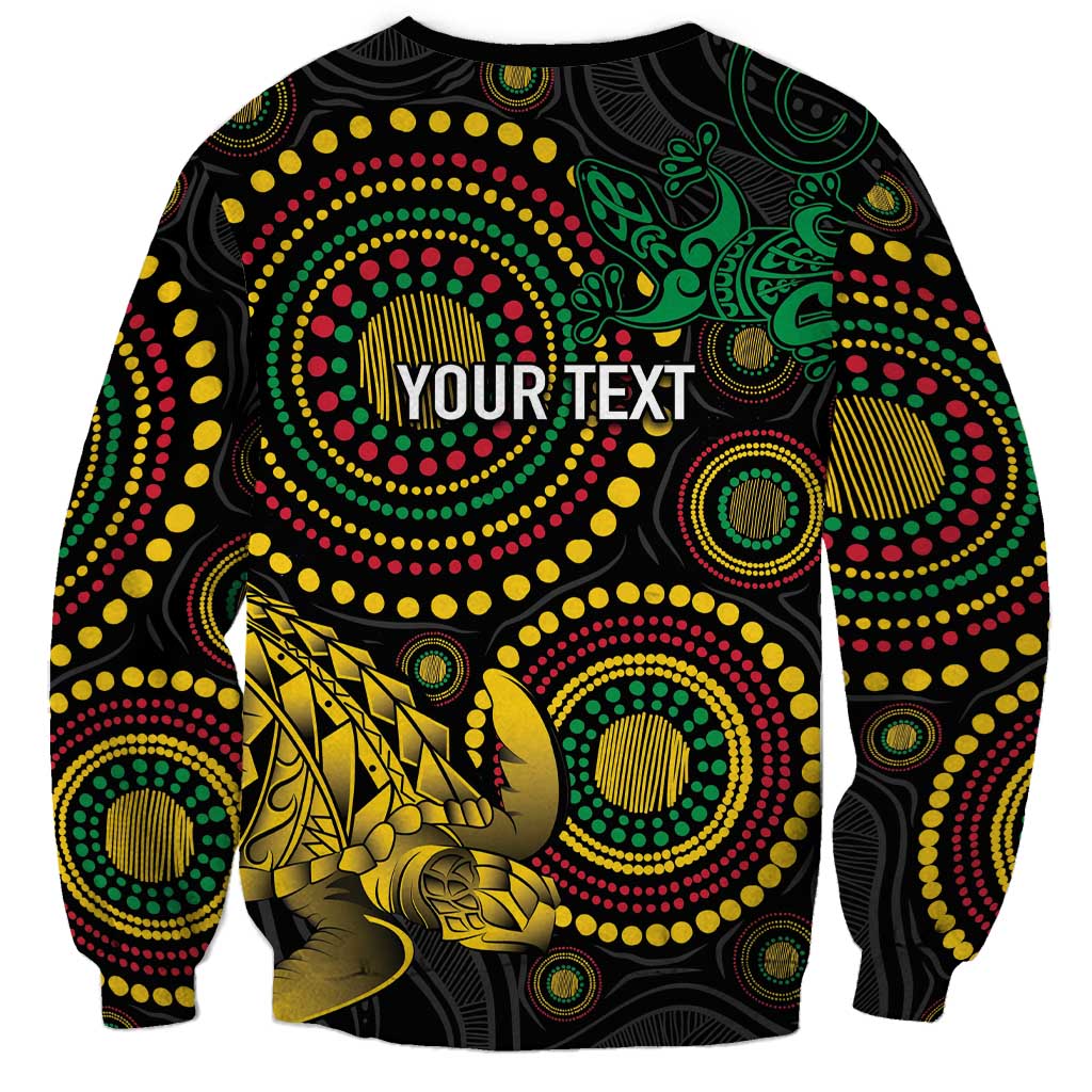 Vanuatu Personalized Aboriginal Arts Sweatshirt Turtle and Iguana Special - Aussie Hoodie