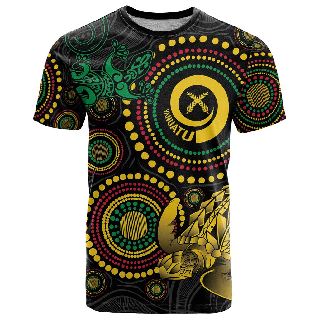 Vanuatu Personalized Aboriginal Arts T Shirt Turtle and Iguana Special - Aussie Hoodie