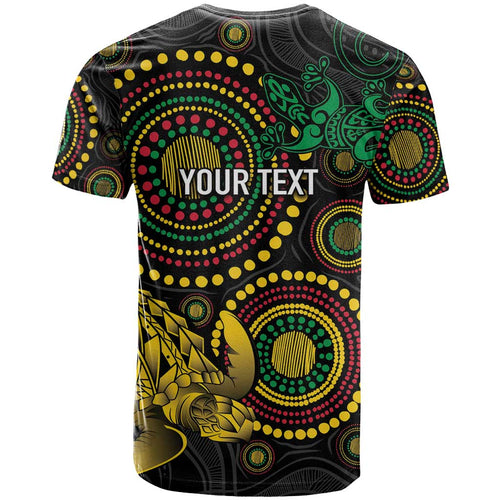 Vanuatu Personalized Aboriginal Arts T Shirt Turtle and Iguana Special - Aussie Hoodie