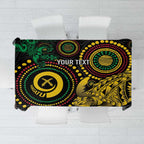 Vanuatu Personalized Aboriginal Arts Tablecloth Turtle and Iguana Special - Aussie Hoodie