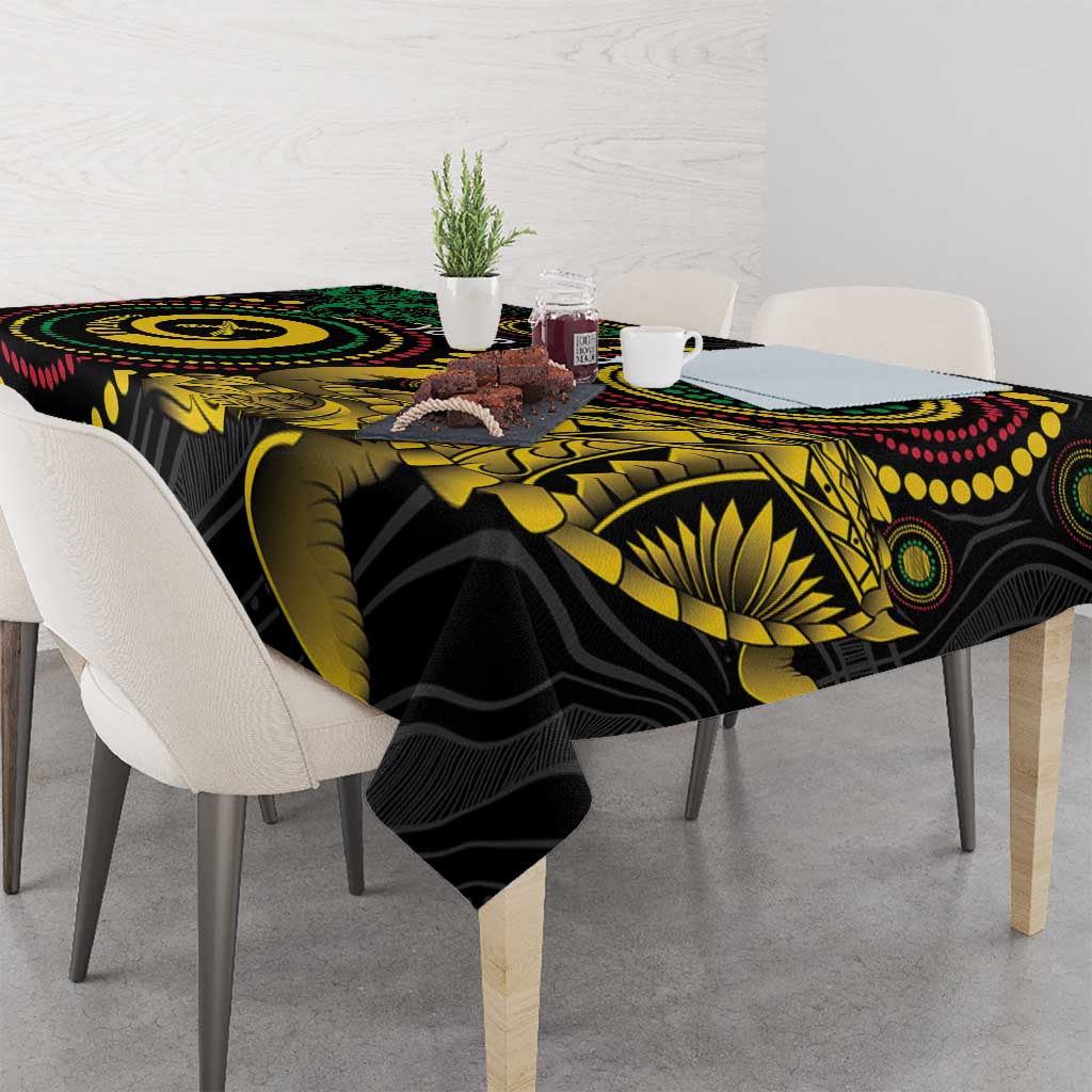 Vanuatu Personalized Aboriginal Arts Tablecloth Turtle and Iguana Special - Aussie Hoodie