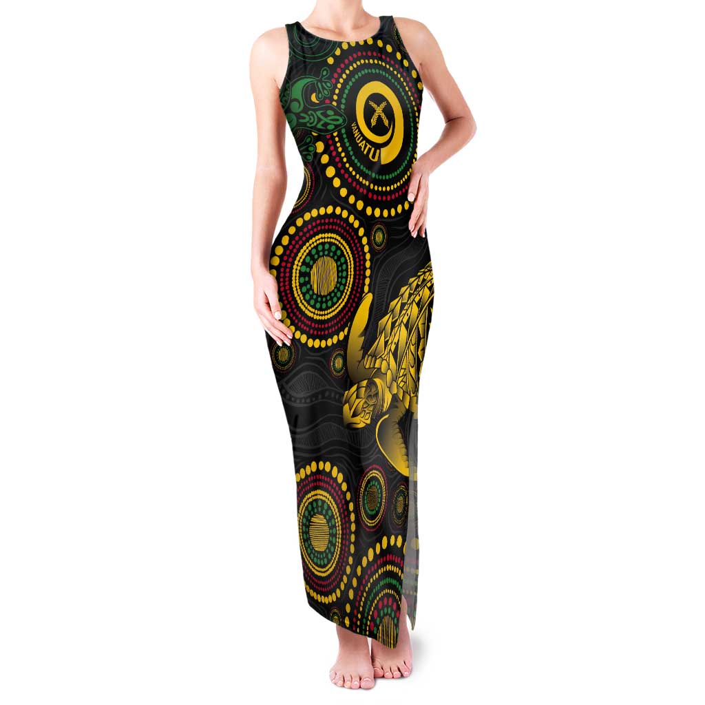 Vanuatu Personalized Aboriginal Arts Tank Maxi Dress Turtle and Iguana Special - Aussie Hoodie