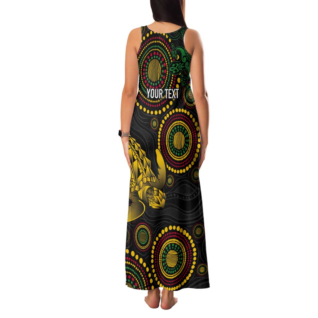 Vanuatu Personalized Aboriginal Arts Tank Maxi Dress Turtle and Iguana Special - Aussie Hoodie
