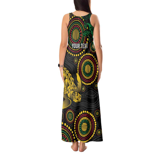 Vanuatu Personalized Aboriginal Arts Tank Maxi Dress Turtle and Iguana Special - Aussie Hoodie