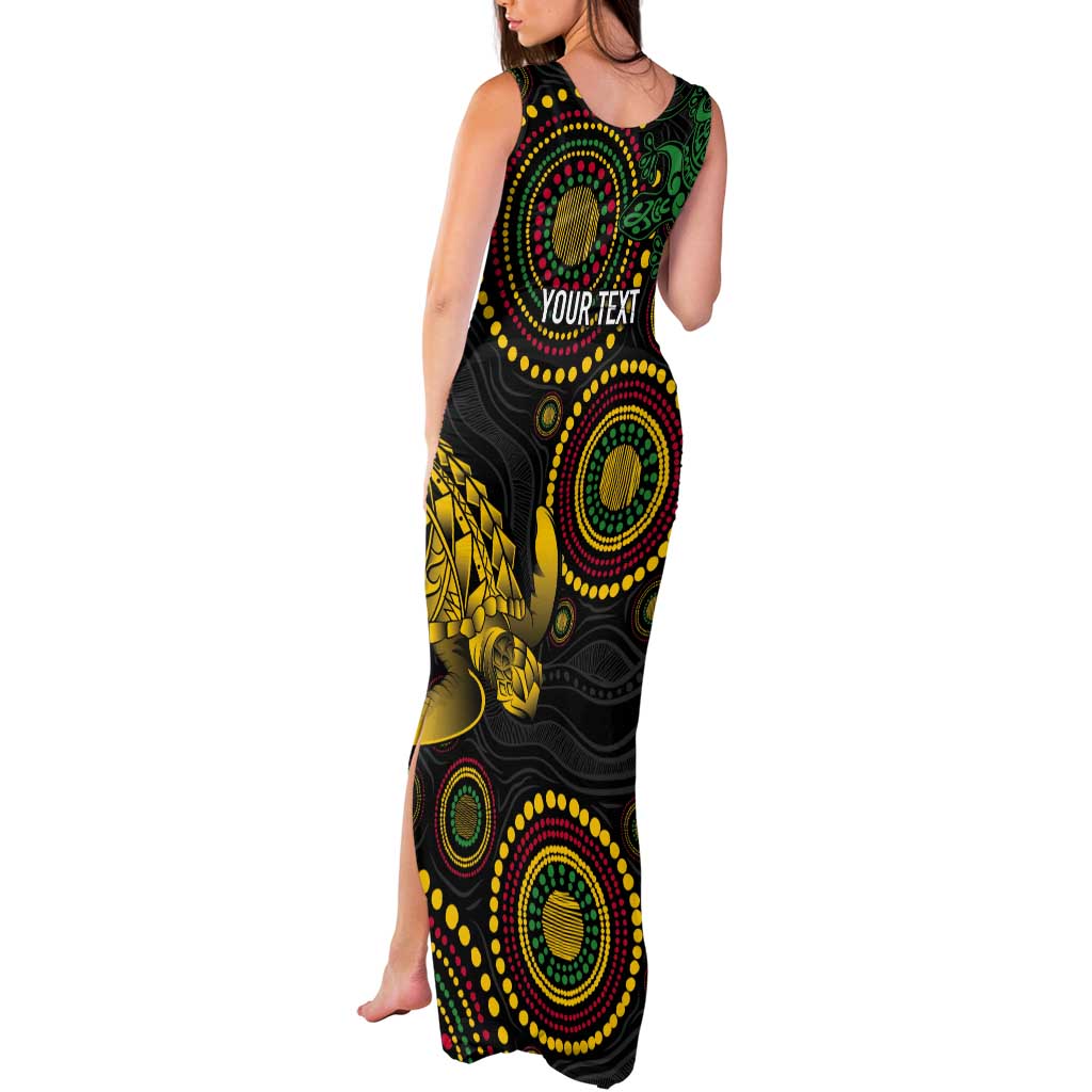 Vanuatu Personalized Aboriginal Arts Tank Maxi Dress Turtle and Iguana Special - Aussie Hoodie