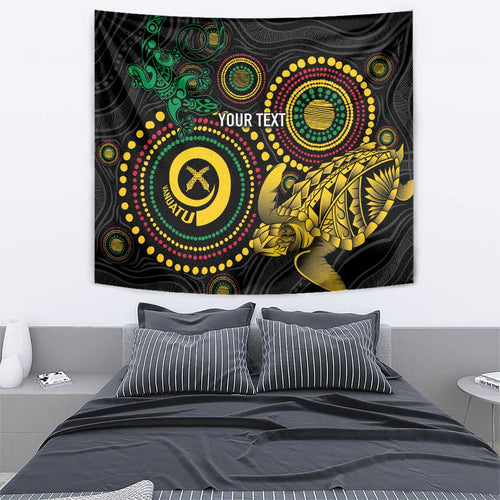 Vanuatu Personalized Aboriginal Arts Tapestry Turtle and Iguana Special - Aussie Hoodie