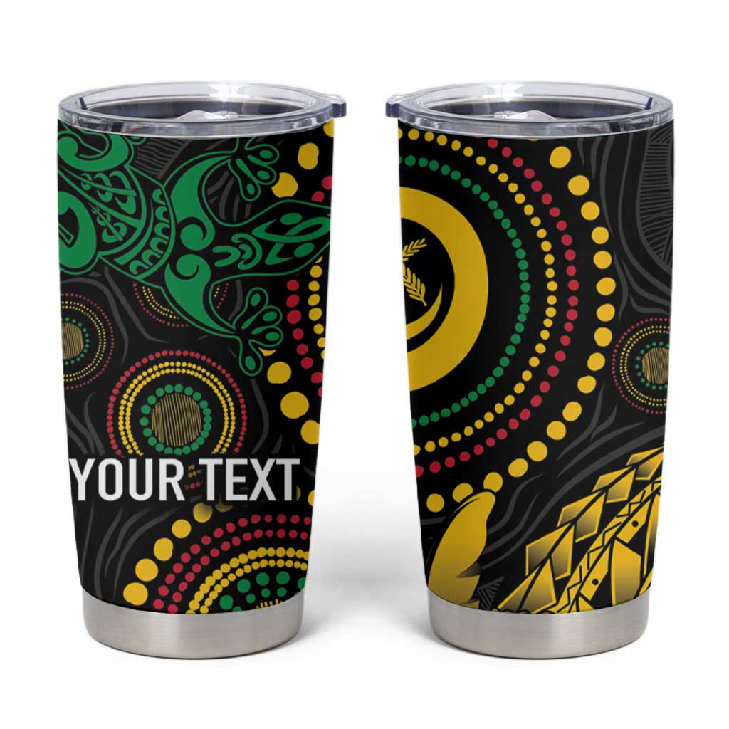Vanuatu Personalized Aboriginal Arts Tumbler Cup Turtle and Iguana Special - Aussie Hoodie