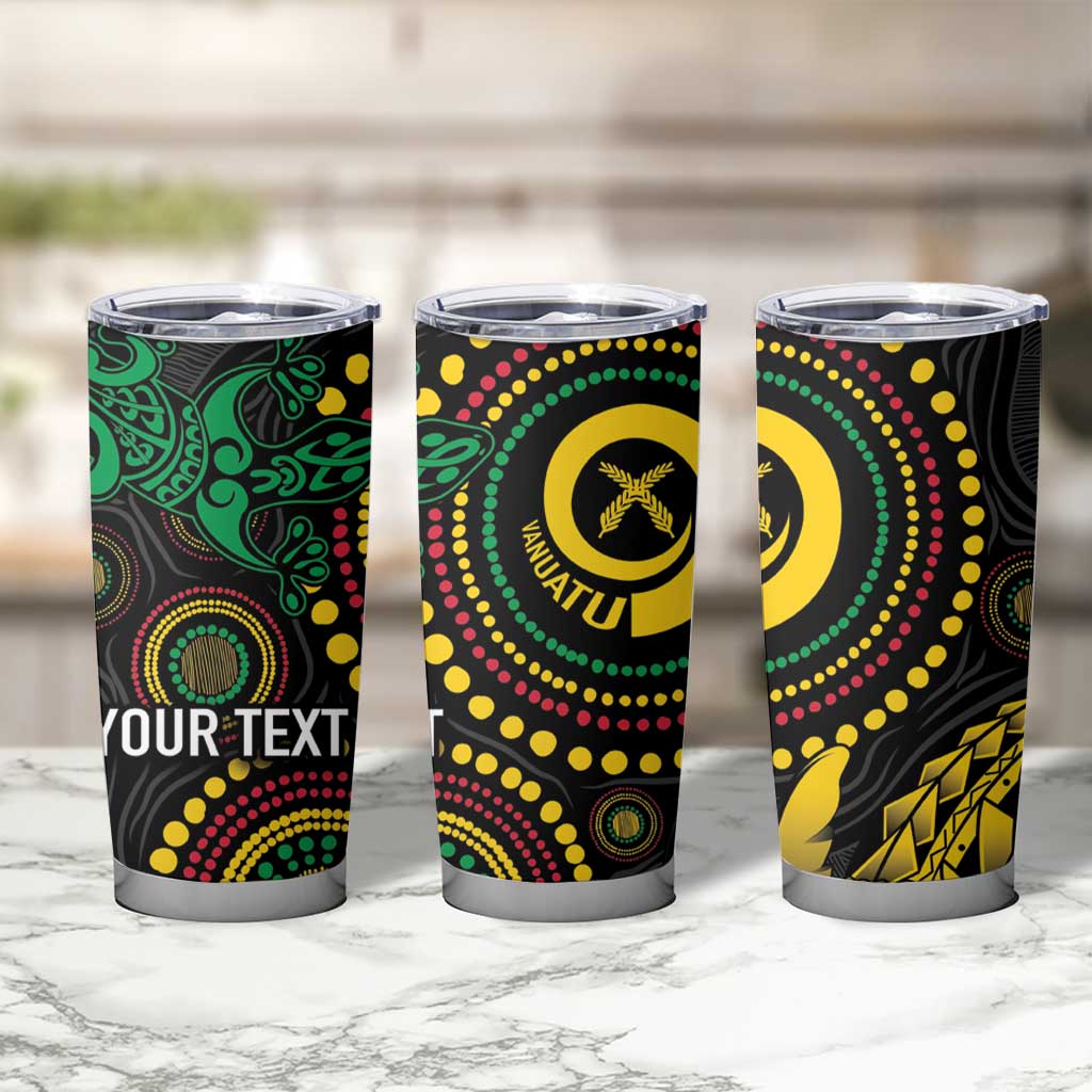 Vanuatu Personalized Aboriginal Arts Tumbler Cup Turtle and Iguana Special - Aussie Hoodie