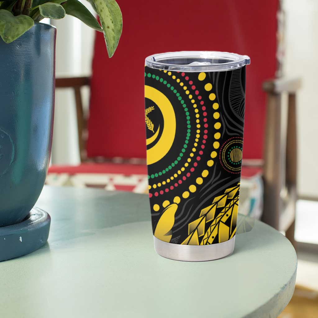 Vanuatu Personalized Aboriginal Arts Tumbler Cup Turtle and Iguana Special - Aussie Hoodie