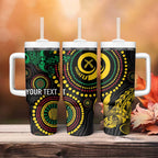 Vanuatu Personalized Aboriginal Arts Tumbler With Handle Turtle and Iguana Special - Aussie Hoodie