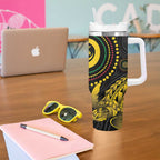 Vanuatu Personalized Aboriginal Arts Tumbler With Handle Turtle and Iguana Special - Aussie Hoodie