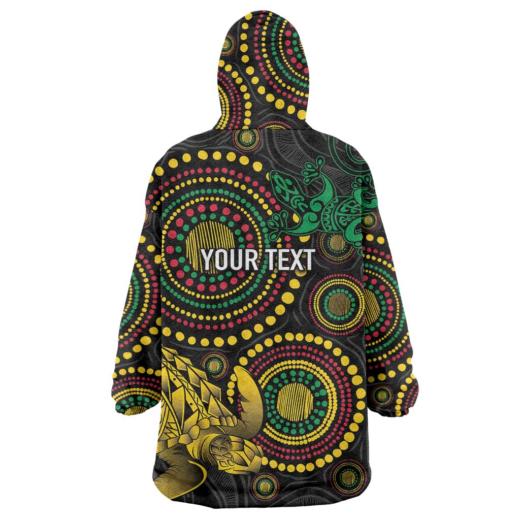 Vanuatu Personalized Aboriginal Arts Wearable Blanket Hoodie Turtle and Iguana Special - Aussie Hoodie