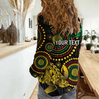 Vanuatu Personalized Aboriginal Arts Women Casual Shirt Turtle and Iguana Special - Aussie Hoodie
