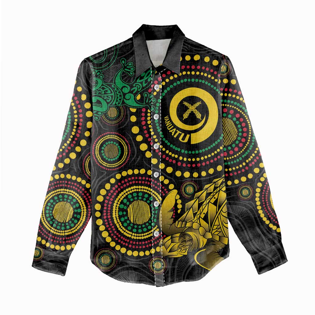 Vanuatu Personalized Aboriginal Arts Women Casual Shirt Turtle and Iguana Special - Aussie Hoodie