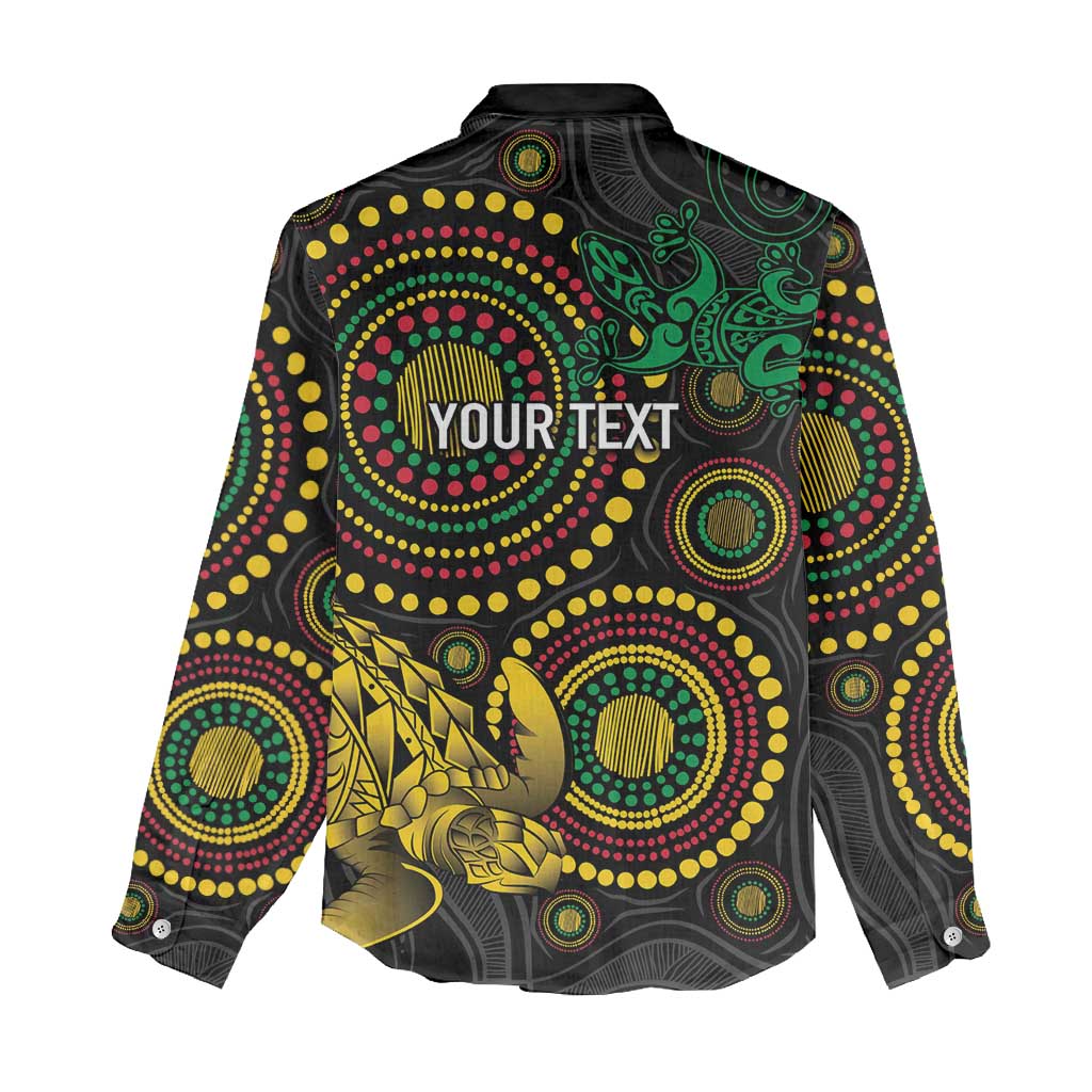 Vanuatu Personalized Aboriginal Arts Women Casual Shirt Turtle and Iguana Special - Aussie Hoodie