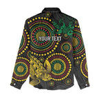 Vanuatu Personalized Aboriginal Arts Women Casual Shirt Turtle and Iguana Special - Aussie Hoodie