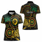 Vanuatu Personalized Aboriginal Arts Women Polo Shirt Turtle and Iguana Special - Aussie Hoodie