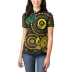 Vanuatu Personalized Aboriginal Arts Women Polo Shirt Turtle and Iguana Special - Aussie Hoodie
