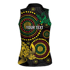 Vanuatu Personalized Aboriginal Arts Women Sleeveless Polo Shirt Turtle and Iguana Special - Aussie Hoodie