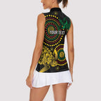 Vanuatu Personalized Aboriginal Arts Women Sleeveless Polo Shirt Turtle and Iguana Special - Aussie Hoodie