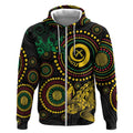 Vanuatu Personalized Aboriginal Arts Zip Hoodie Turtle and Iguana Special - Aussie Hoodie