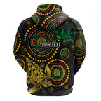 Vanuatu Personalized Aboriginal Arts Zip Hoodie Turtle and Iguana Special - Aussie Hoodie