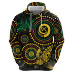 Vanuatu Personalized Aboriginal Arts Zip Hoodie Turtle and Iguana Special - Aussie Hoodie