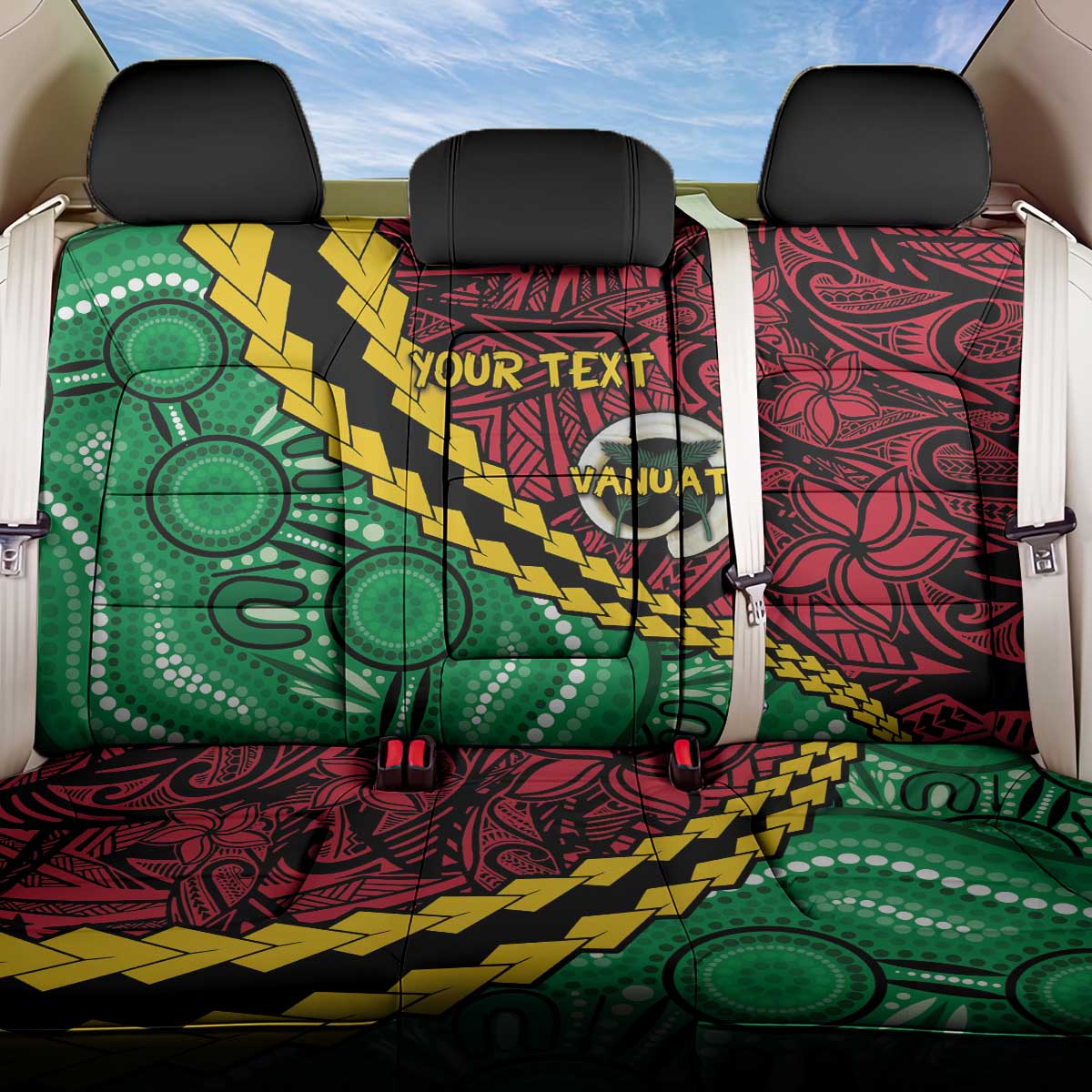 Vanuatu Personalized Tribal Back Car Seat Cover Aboriginal Inspired Mix Style - Aussie Hoodie