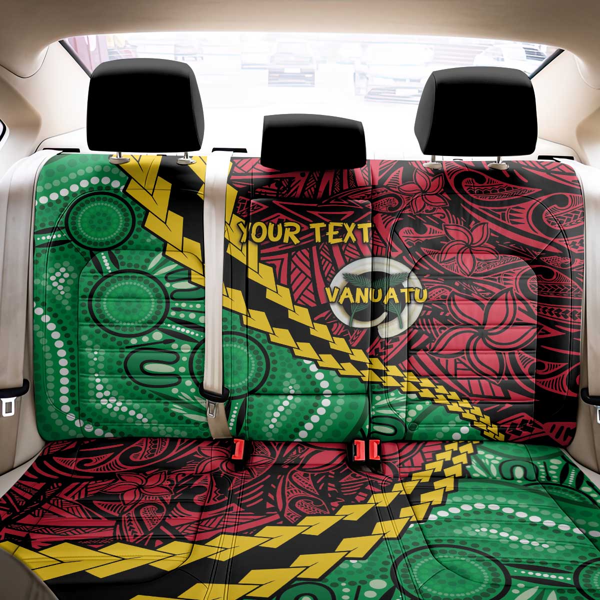 Vanuatu Personalized Tribal Back Car Seat Cover Aboriginal Inspired Mix Style - Aussie Hoodie