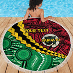 Vanuatu Personalized Tribal Beach Blanket Aboriginal Inspired Mix Style - Aussie Hoodie