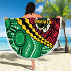 Vanuatu Personalized Tribal Beach Blanket Aboriginal Inspired Mix Style - Aussie Hoodie